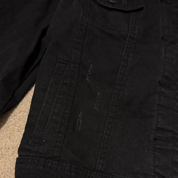 Black Distressed Denim Jacket - Picture 6 of 7